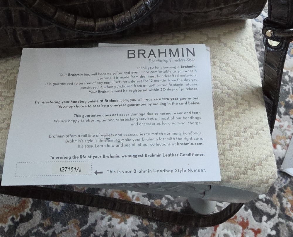 Brahmin Espresso Croc-Embossed Satchel - Picture 5 of 5